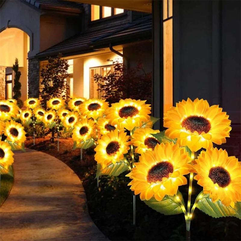 Solar LED Fairy Lights Outdoor Simulated Sunflower Lawn Lamp Garden Ground Light Wedding Valentine's Day Ramadan Decoration