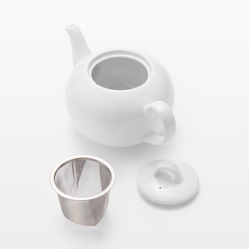 MUJI Everyday Teapot, White, 700mL, with Strainer, 83444211