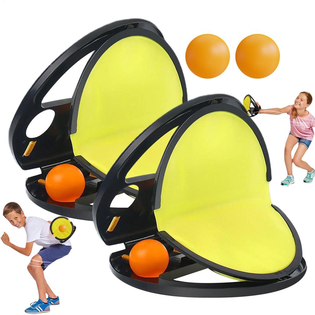 2pcsToss And Catch Ball Game Hand Grasping The Ball Racket For Adult Kid Outdoor Sport Beach Yard Family Activity Pool Funny Toy
