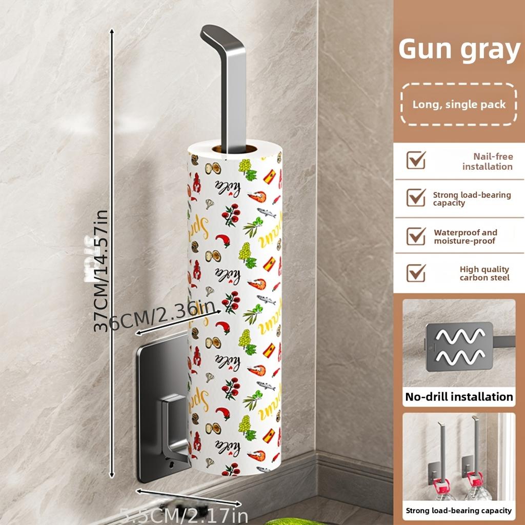 1PC Wall-Mounted Kitchen Cleaning Cloth Cling Film Holder Bathroom Paper Holder Flexible Easy Installation No Drilling Required