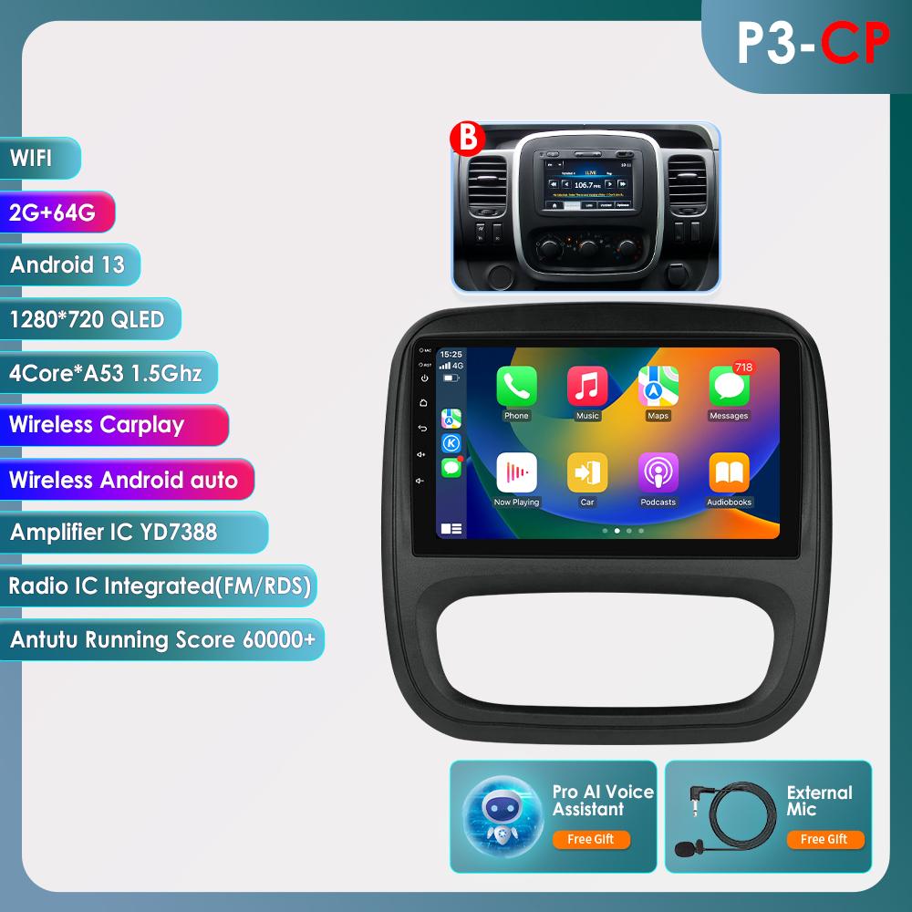 Hizpo 4G AI Hlasové Android Auto Rádio Pro Renault Trafic 3 2014-2021 Pro Opel Vivaro B 2014-2018 Carplay Auto Multimédia Inteligentní Obrazovka GPS 2din