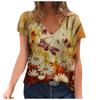 Plus Size Women Short Sleeve Printed V-Neck Tops Tee T-Shirt Blouse