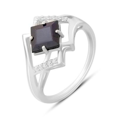 Silver Ring with Natural Sapphire 2.13ct, Cubic Zirconia, Weight 3.22 G (2162612)