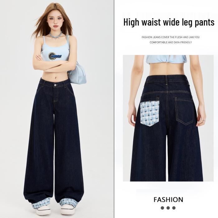 Spicy Girl High-Waisted Wide-Leg Jeans – Spring 2026 Slimming Drape Denim for Women XS