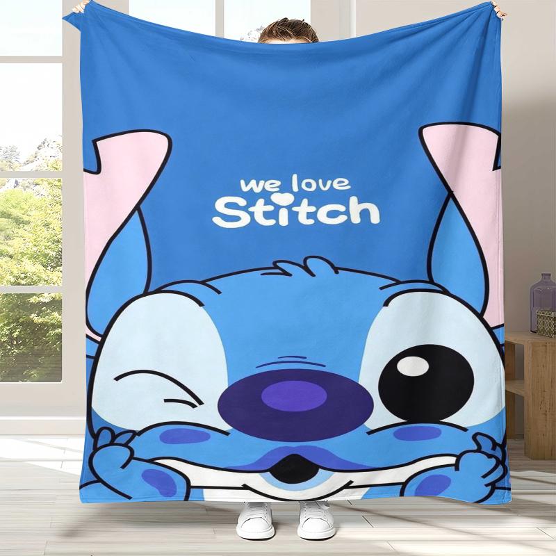 

Kawaii S-Stitch Cartoon Flannel Blanket,Ultra Soft Warm Plush Throw for Home Bedroom Bed Sofa Cover Camping Picnic gift kids 75x90cm