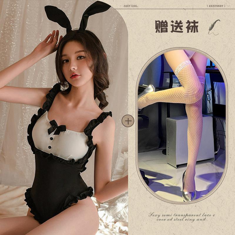 Sexy Pajamas Bunny Sexy Temptation Cute Maid Onesie Uniform Open Without Temptation
