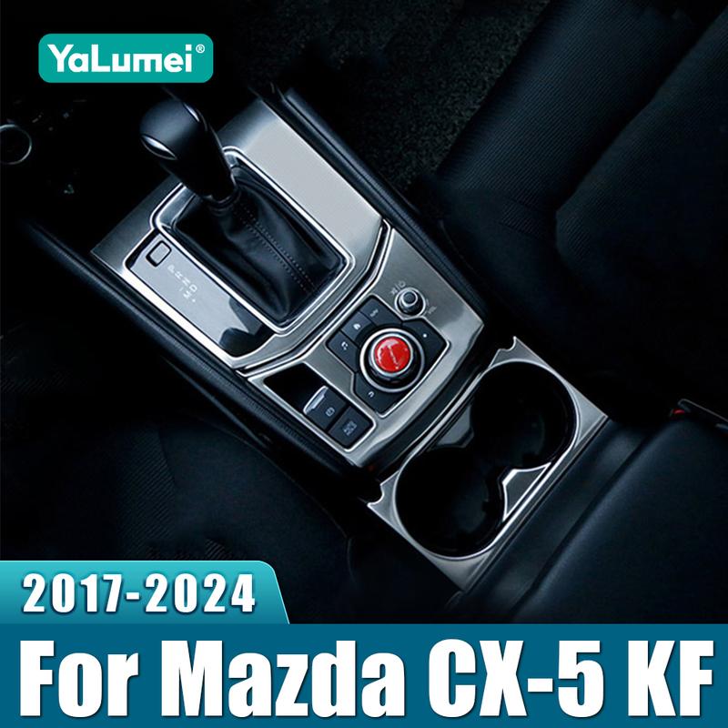 For Mazda CX-5 CX5 KF 2017 2018 2024 Stainless Car Gear Shift Panel Water Cup Holder Cover Trim Sticker