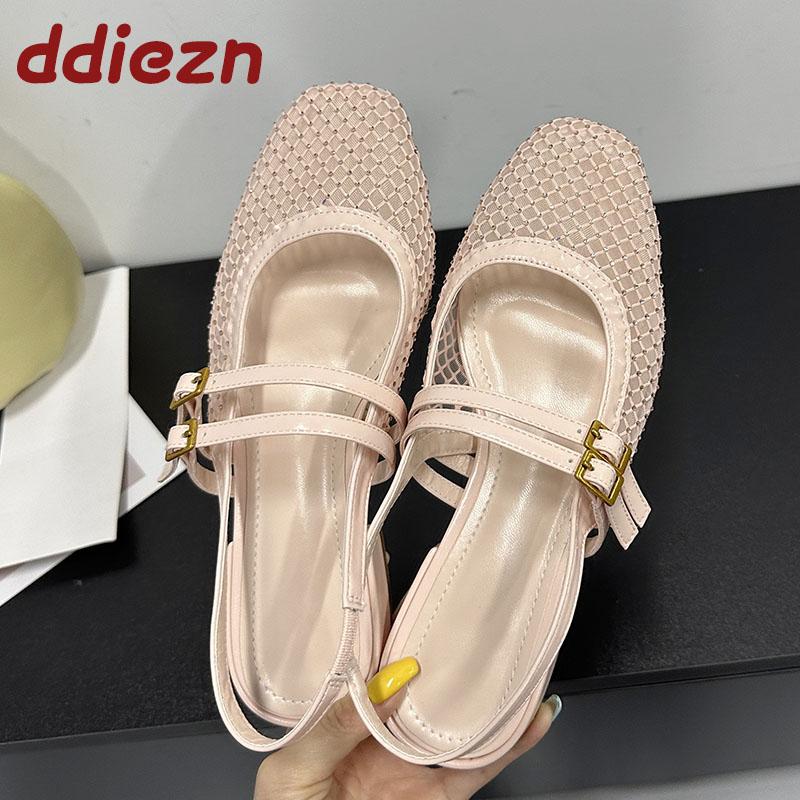 Fashion Fashion Mesh Breathable Ladies Flats Sandals Shoes Female Shallow Footwear Slip On Women Flats Sandals Mules Shoes Big Size 43