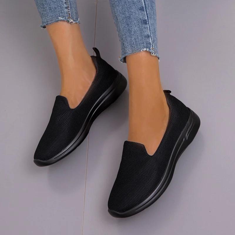 Fashion Spring Autumn Women Casual Sport Sneakers Solid Breathable Slip-On Shoes Female Light Platform Comfy Shoes Zapatillas Mujer