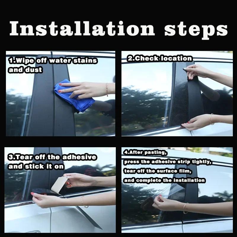 6Pcs Set Gloss Black Pillar Posts Window Decoration Cover Door Side Trim Sticker Fit for Chrysler 300/300C 2005-2010
