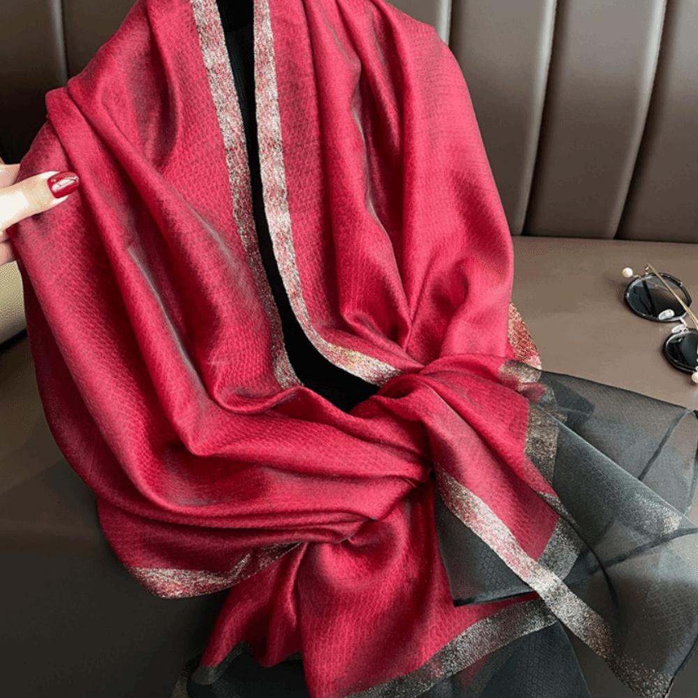 Large Women Hijab Shawls Thin Long Shawls Elegant Luxury Silk Scarf  Beach