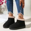 2025 autumn and winter new thick-soled snow boots foreign trade large size solid color women's cotton boots piled thickened warm snow boots