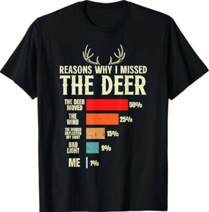 Funny Hunter Reasons why i Missed The Deer Hunting T-Shirt L