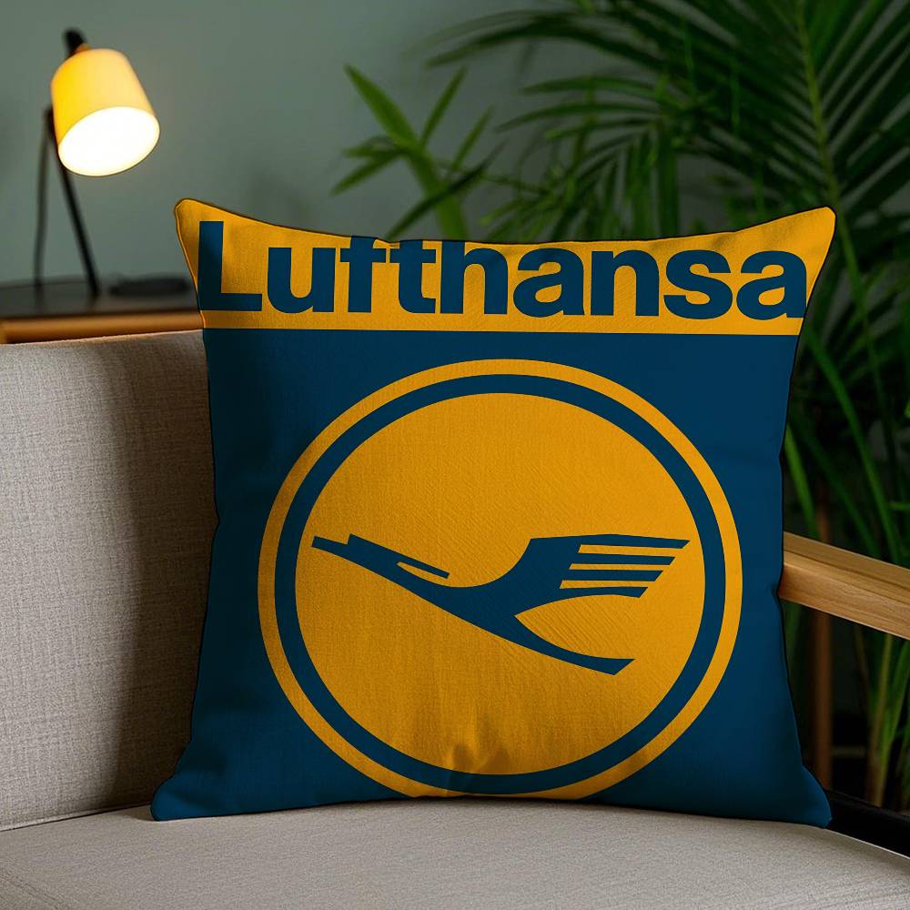 Pillow Case L-Lufthansa German Airlines Sofa Short Plush Double-sided HD Printing Room Home Office Gift Cushion Cover