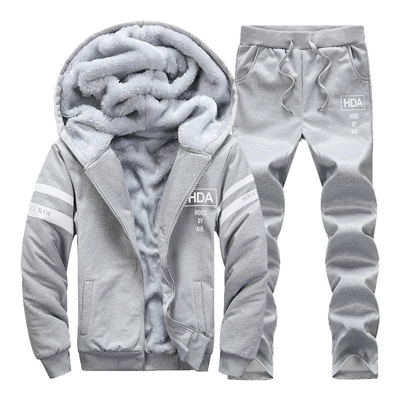 

Ding Mao Leisure Sports Suit Men Autumn And Winter Plus Cashmere Thick Sweater Two Sets XXXXL