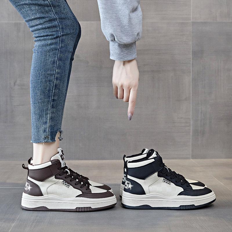 Board shoes 2026 spring new trend sports shoes casual high top versatile thick soled sponge cake shoes for women