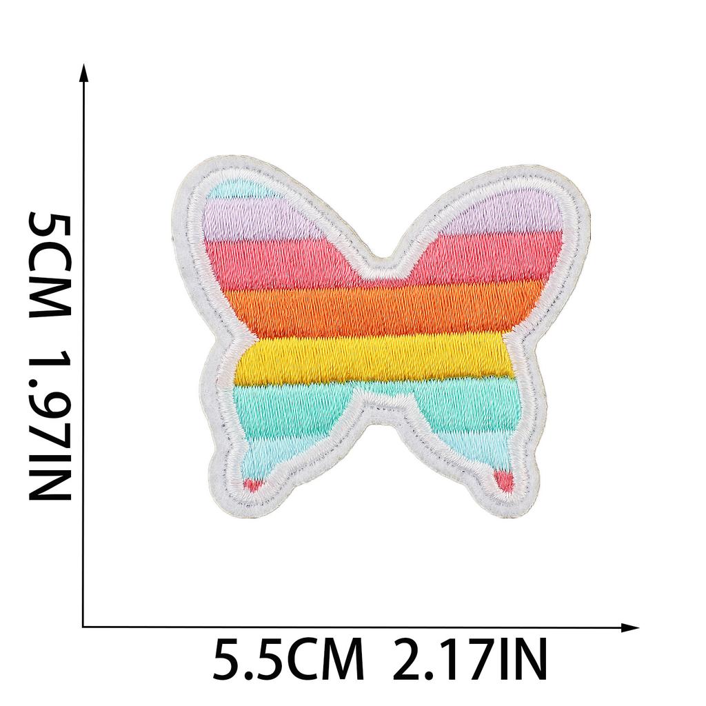 New Pink Butterfly Embroidery Cloth Sticker Cartoon Bus Patch Sticker Bag Decoration Flower Embroidery Label