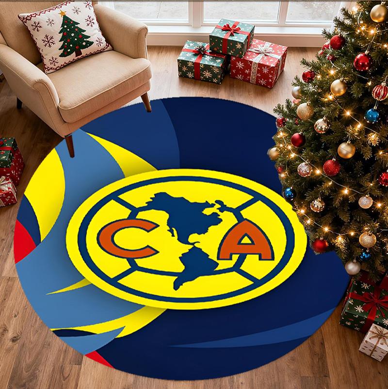 Club America Pattern Round Rug, Indoor/Outdoor Mat, for Picnic, Gameroom, Bedroom, Office, Living Room, Home Decor Carpet, Birthday Gift