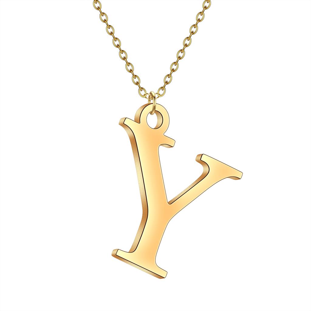 Kinitial A-Z English Alphabet Letter Pendants Necklaces For Women Metal Jewelry Simple Initial Chain Choker Collares