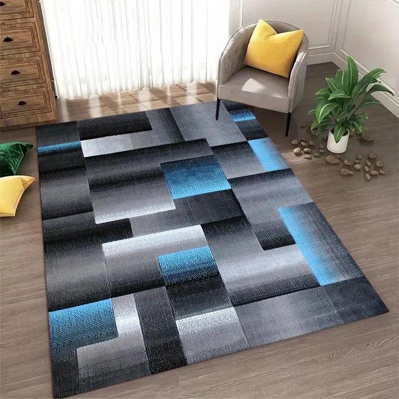 Nordischer Stil Teppich Abstrakt Geometrischer Teppich Rutschfest Waschbarer Teppich für Wohnzimmer Schlafzimmer und Heimdekoration Bodenteppich