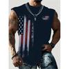 3D Creative Retro Motorcycle Print Outdoor T-shirt Sports Style Casual Breathable Round Neck Four-season Fitness Men's Vest