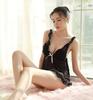 Babydoll Sexy Lingerie Slip Sexy Shorts Set Back Showing Ruffle Hem Transparent Competition Underwear Camisole Nightgown 2087 black L [SARADEMUNT]