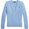 Polo Solid Color V-Neck Knitted Long Sleeve Sweater Women Sweater Blue 211910422-004