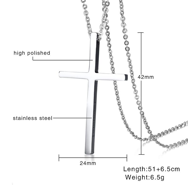 Classic Men Cross Pendant Necklace For Male Stainless Steel Necklace Statement Cruz Jewelry 24" Link Chain