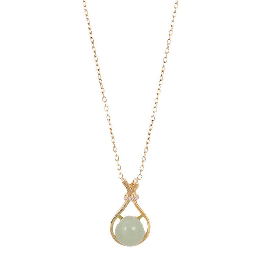 Hetian Jade Pendant Necklace: Lucky Bag Design for Women - Elegant and Versatile Clavicle Chain