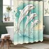 Carton Dolphin Pattern Bathing Curtain Bathroom Shower Curtain Waterproof With 12 Hooks Home Deco