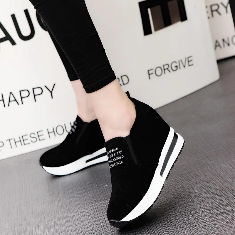 Fashion Platform Sneakers Wedges Shoes Women's Designer Slip-on Casual Woman Tennis Shoes Sports Female Fashion Comfortable Wine Red