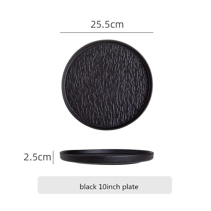 

Білий/Чорний Керамічний Посуд Кам яна Текстура Порцелянова Сервірувальна Тарілка Кругла Західна Тарілка для Стейка Таця для Закусок Торта Десерту Глибока Обідня Тарілка