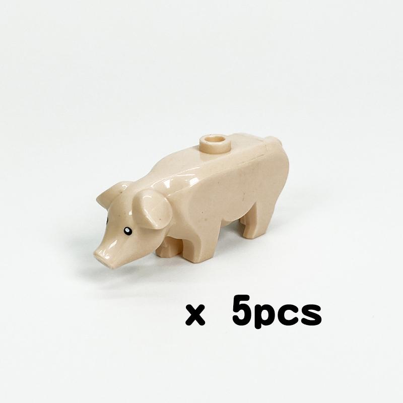 MOC Bauernhoftiere Bausteine Süße Haustiere Schweine Huhn Tiger Panda Hai Stadt Zubehör DIY Teile Steine Spielzeug Lernbausteine