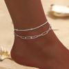 Funkelnde dünne Kette Fußkettchen für Frauen Zirkon Herz Kreuz Anhänger Doppelschicht Armband am Bein Fuß Trendy Sommer Strand Schmuck
