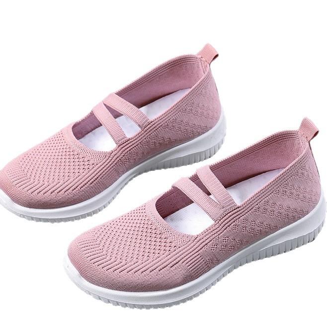 Shoes women's 2025 new cloth shoes large size women's shoes breathable fly-woven shoes soft-soled casual mother shoes