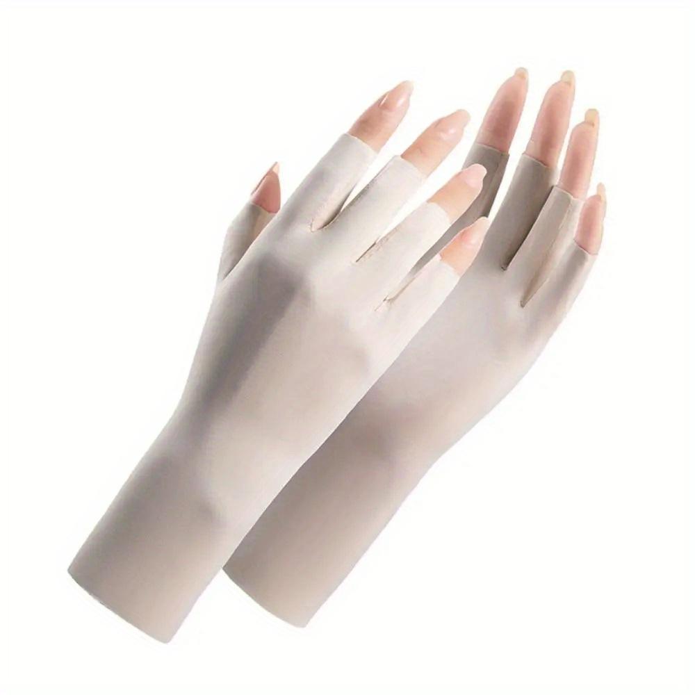 1 Pair Fingerless Gloves Summer Sunscreen Protection Multicolor Gloves Woman Driving Gloves Stretch Female Touchscreen