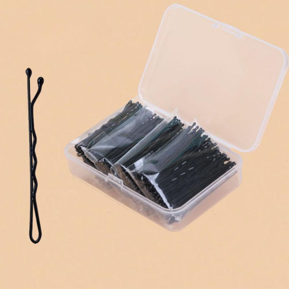 50pcs Black Metal Waved Hair Pins, Invisible One-line Bobby Pins, Daily Hair Styling Barrettes