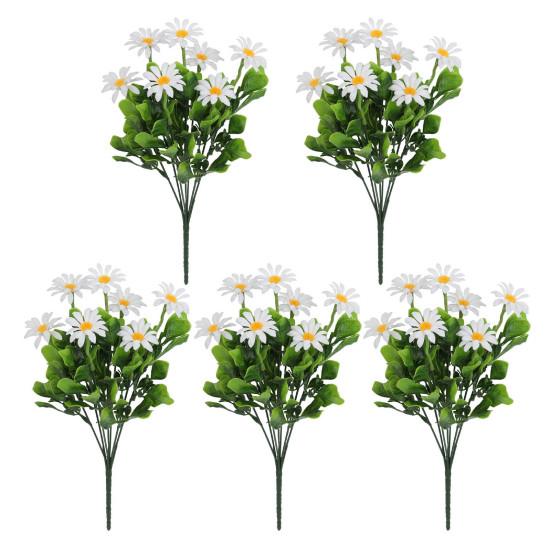 5 Pcs Faux Daisies Bundles UV Resistant Artificial Flowers Realistic Fake Fall Flowers with Bendable Stems for Flower Arrangement Indoor Decorations