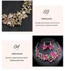 Exaggerated Luxury Necklace & Earrings Set: Colorful Floral Design for Bridal Gowns