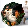1pc Cat Garden Flowers Auto-Fold Umbrella with One-Touch Open/Close - 8 Reinforced Ribs for Windproof Stability,  Yy251118117