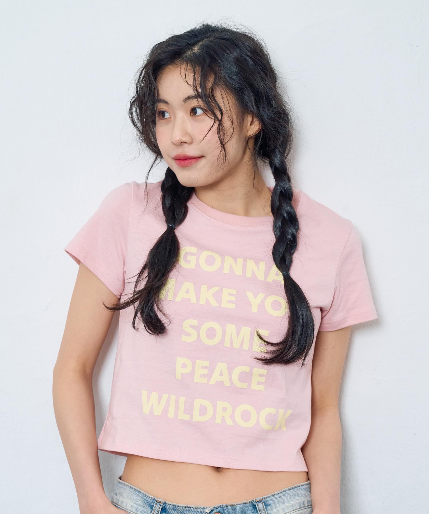 Wild Rock Wild Peace Lettering Crop Top_Pink Free