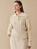 NOUVE Cable Collar Wool Knit - Ivory