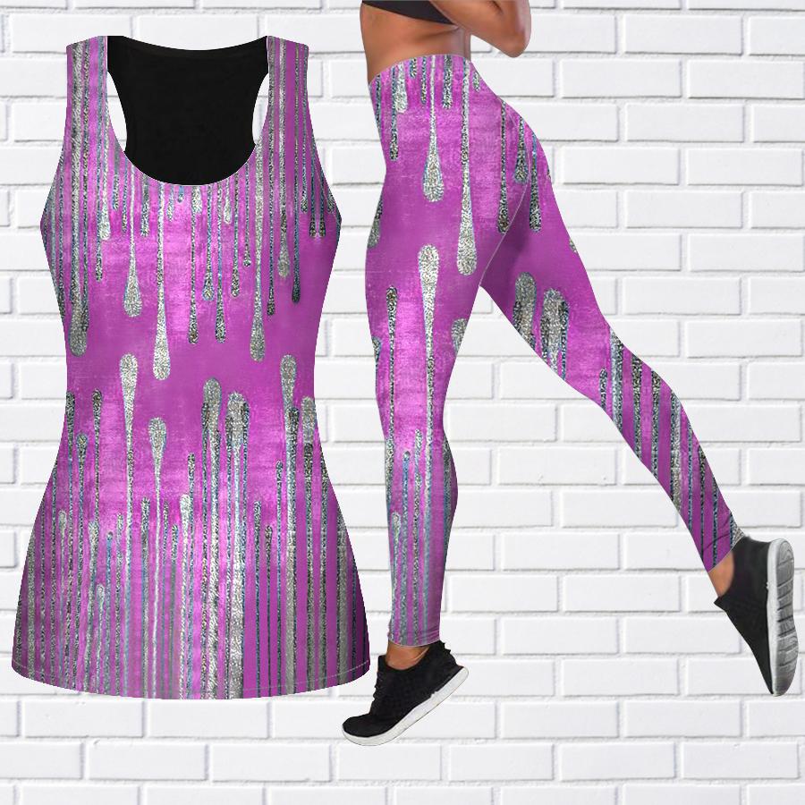 Blaues Regentropfen-Druck-Yoga-Outfit für Damen, modische Workout-Leggings, Fitness, Sport, lässige Yoga-Hose