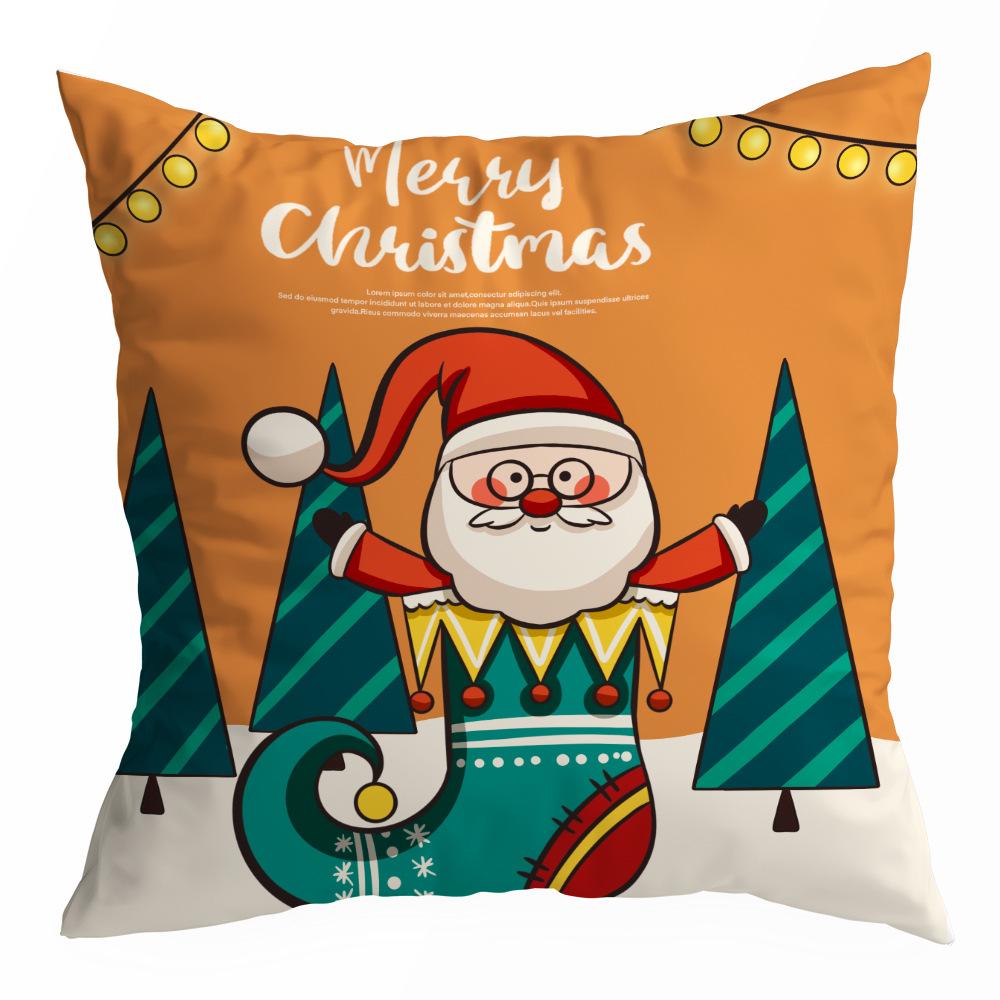 Christmas Pillowcase Cartoon Santa Claus Home Sofa Car Cushion Printed Pillowcase