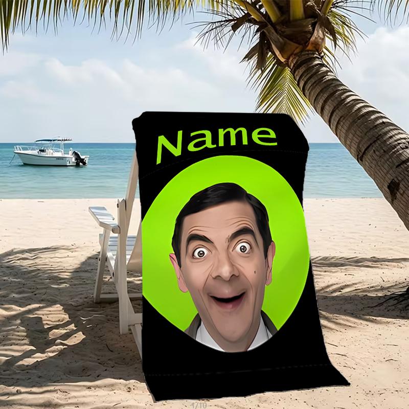 Customizable personalized beach towels Mr. Bean themed designs.Suitable for the beach, yoga, sports;ideal as beach accessories