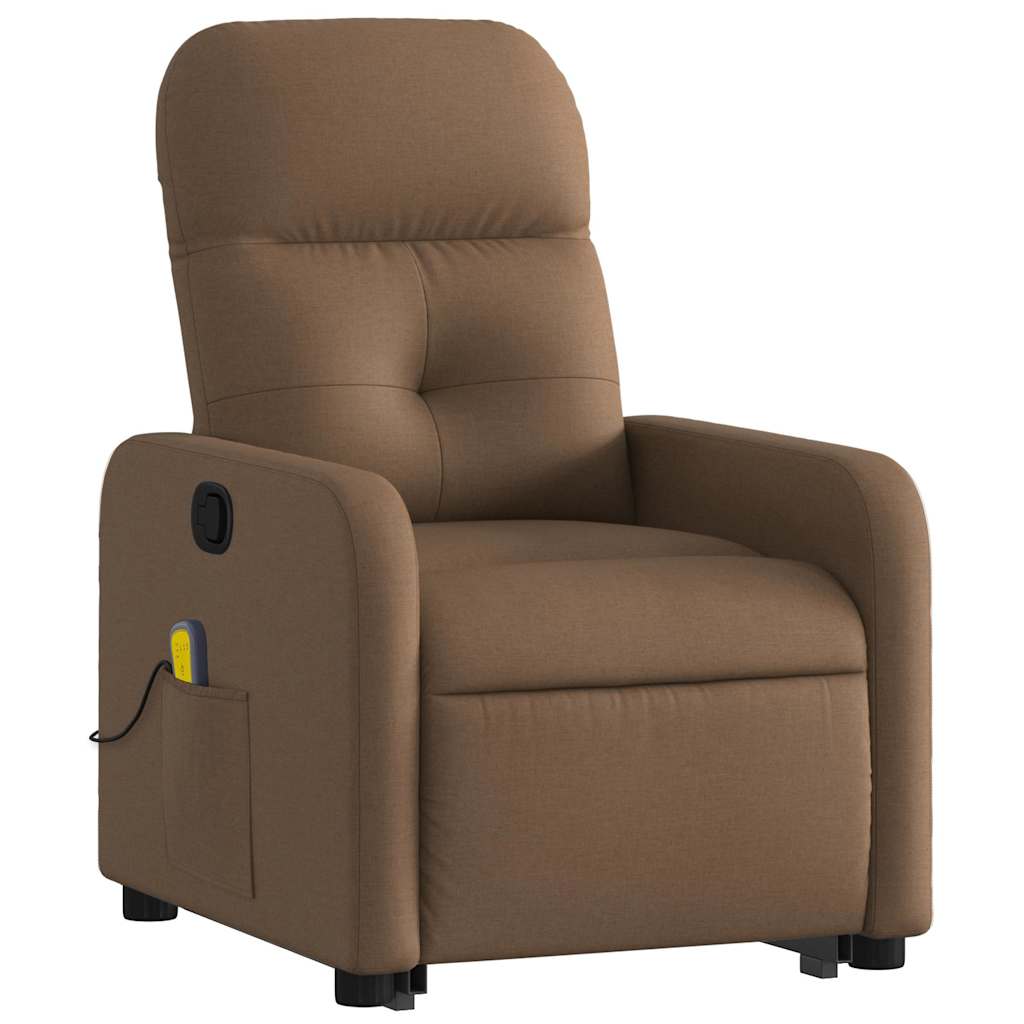 Vidaxl Lift-Up Massage Chair, Reclining, Brown, Fabric Upholstered