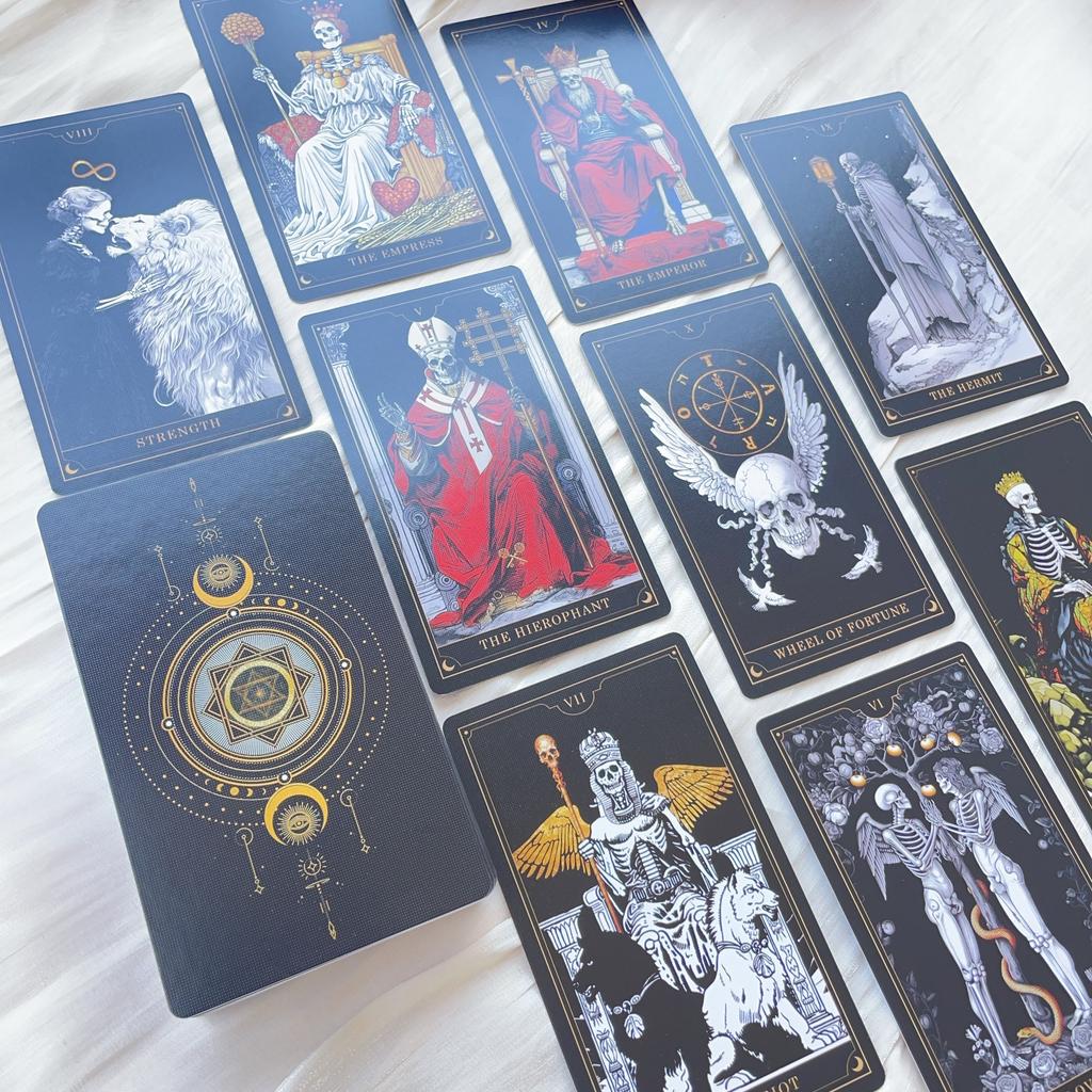 New Skull Black Tarot Deck 78 Cards Gothic Divination Oracle Dark Mystery Rider Waite Spiritual Guidance English Spanish Russian