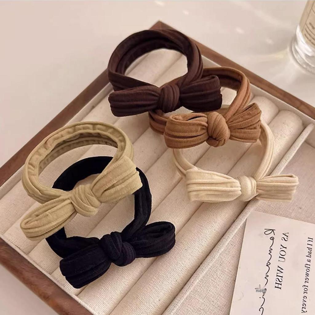 2025 New Women's Bow Hair Tie - High Elasticity & Durable Leather-Covered Rubber Band