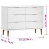 Vidaxl Komoda Molde, Biała, 113X40X80 Cm, Lite Drewno Sosnowe