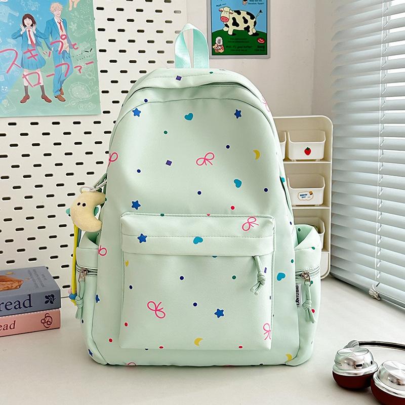 School bag female ins Japanese girl college style bow backpack Korean version Harajuku printed middle school student backpack female